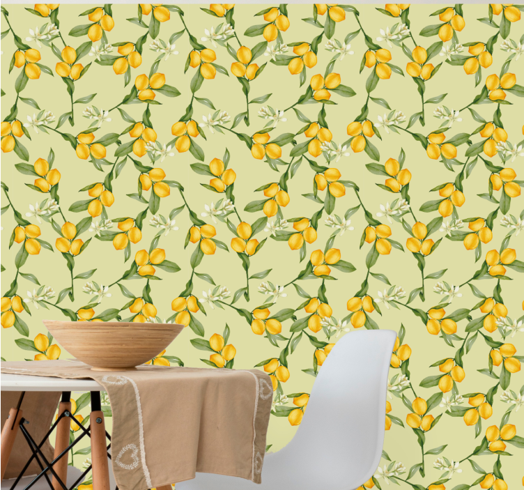 Citrus Floral Imagery flowers wallpaper - TenStickers