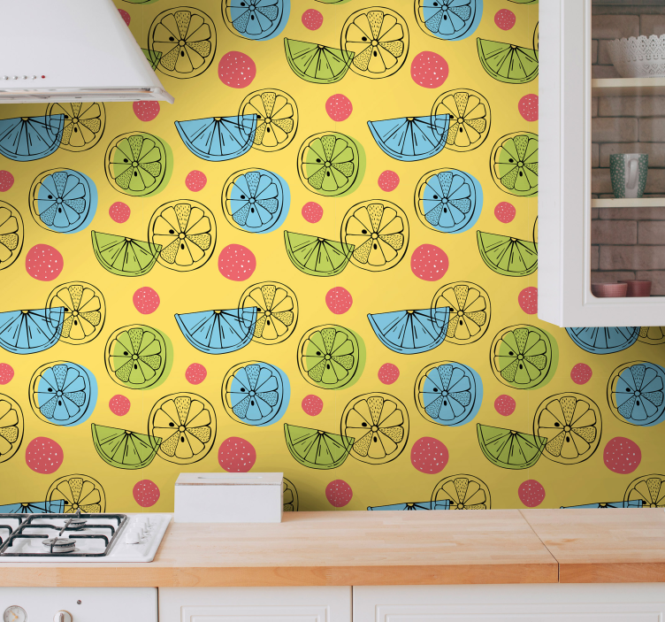 Citrus Slices Pattern kitchen wallpaper - TenStickers