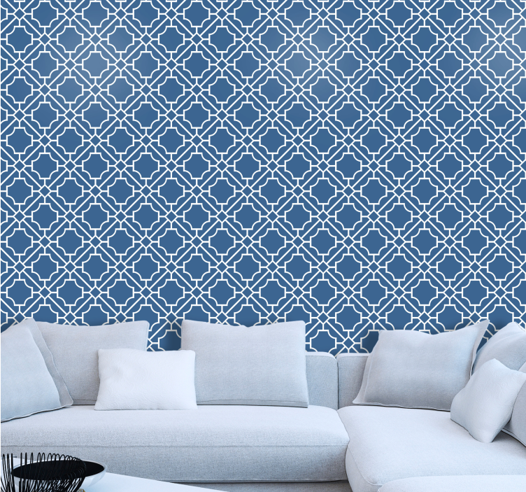 Blue classic pattern ornamental wallpaper - TenStickers