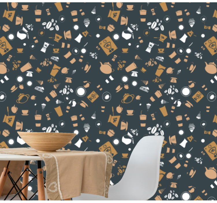 coffee seamless pattern icon Modern Wallpaper - TenStickers