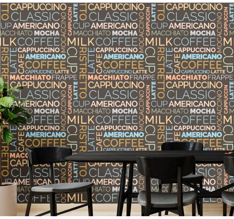 Coffee text pattern modern wallpaper - TenStickers
