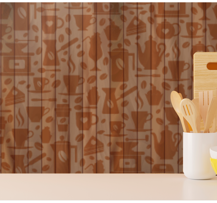 Coffee wooden pattern Kitchen Wallpaper - TenStickers