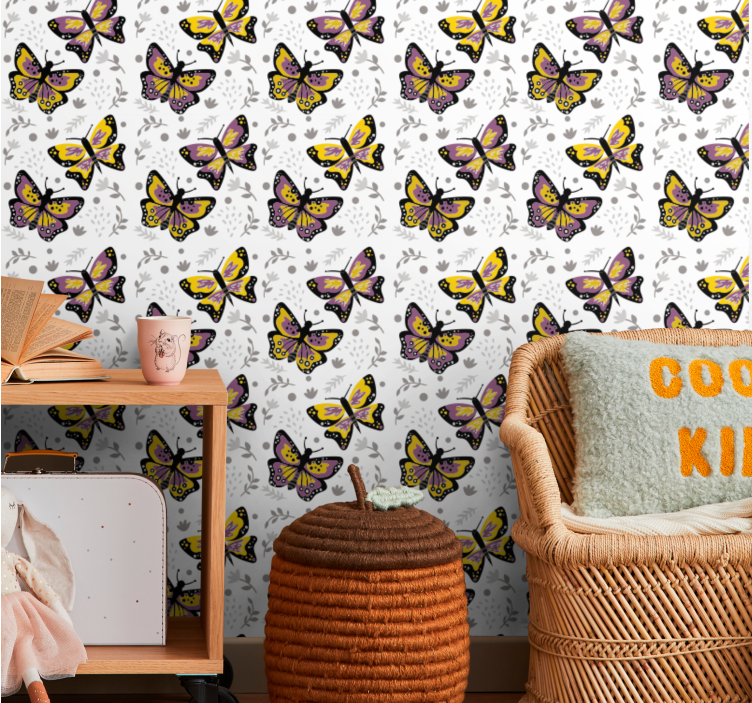 Fluttering wing design butterflies wallpaper - TenStickers