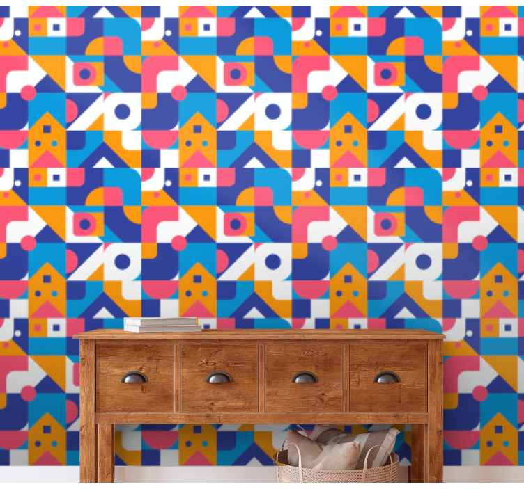Colorful geometric shape mosaic wallpaper - TenStickers