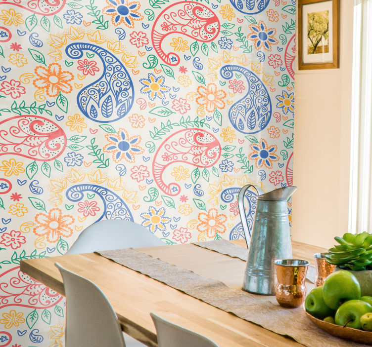Colorful paisley Ornamental Wallpaper - TenStickers