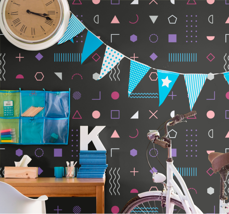 Colorful Shapes wallpaper geometric - TenStickers