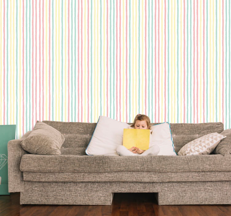Colorful vertical motif wallpaper striped - TenStickers