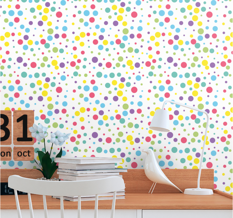 Colourful polka dot pattern Art Wallpaper - TenStickers