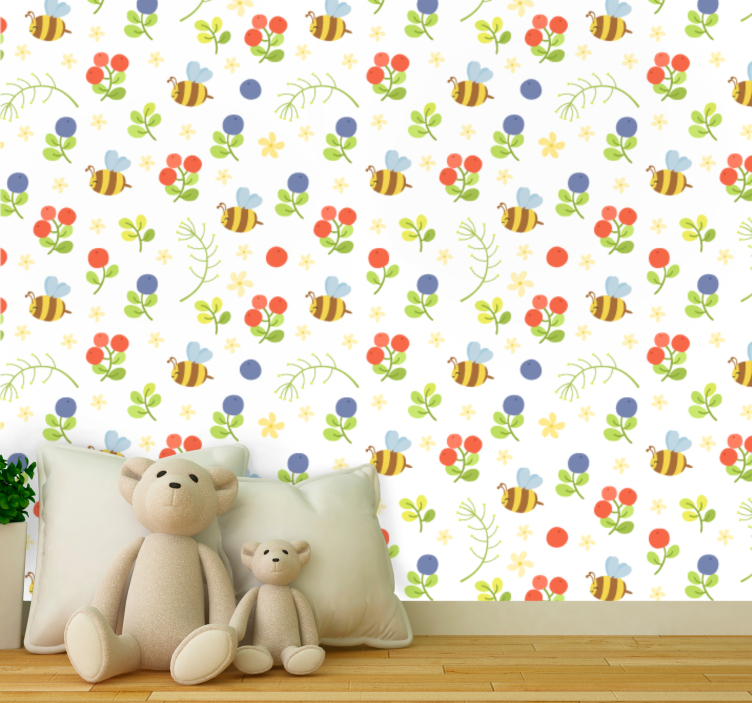 Cute design Baby Bees modern wallpaper - TenStickers