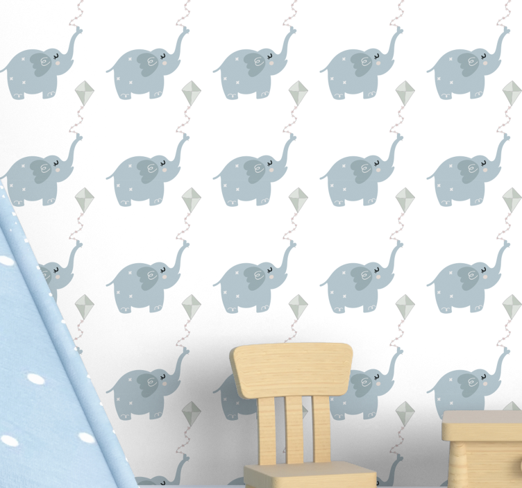 cute grey elephants Childrens Wallpaper - TenStickers