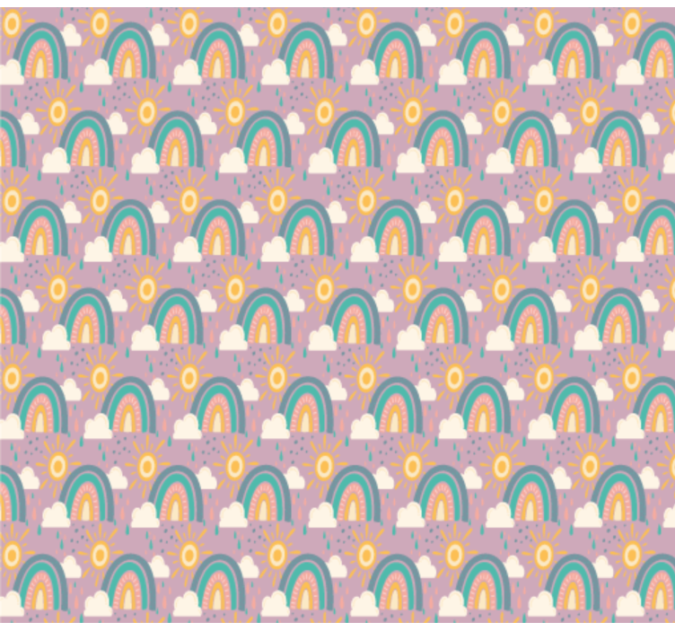 Cute pattern with sun and rainbow kid wallpaper - TenStickers