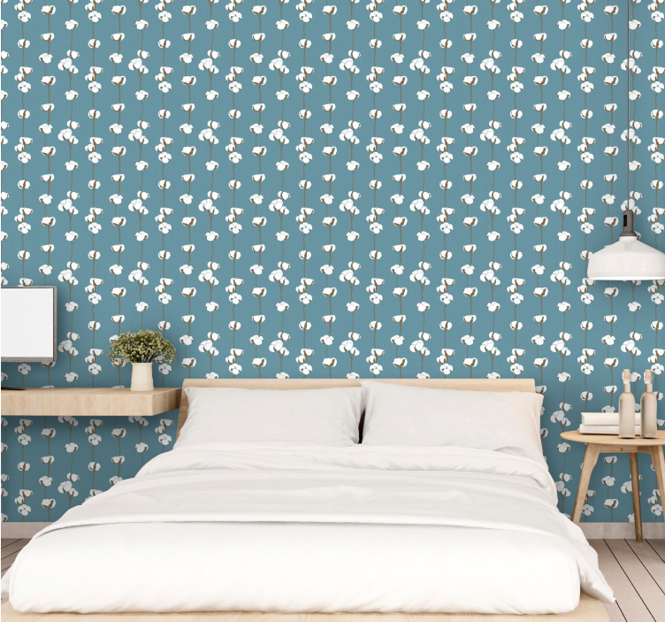 Dainty white pattern flowers wallpaper - TenStickers