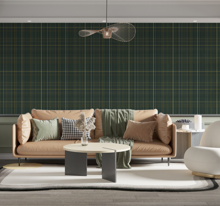 Dark green Scotthish pattern wallpaper squares - TenStickers