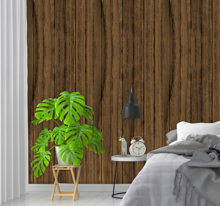 Dark Wood Texture Wallpaper - TenStickers