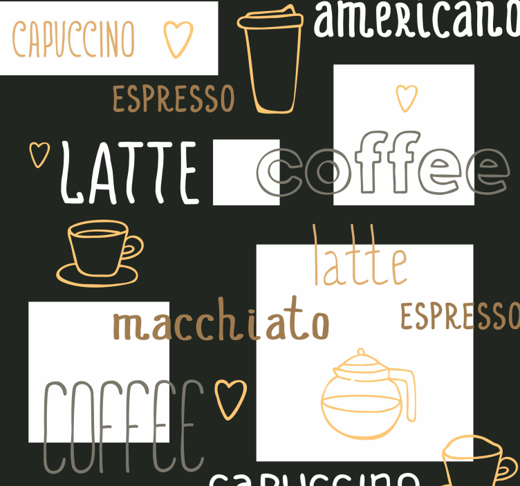 Decorative coffee drawings kitchen wallpaper - TenStickers