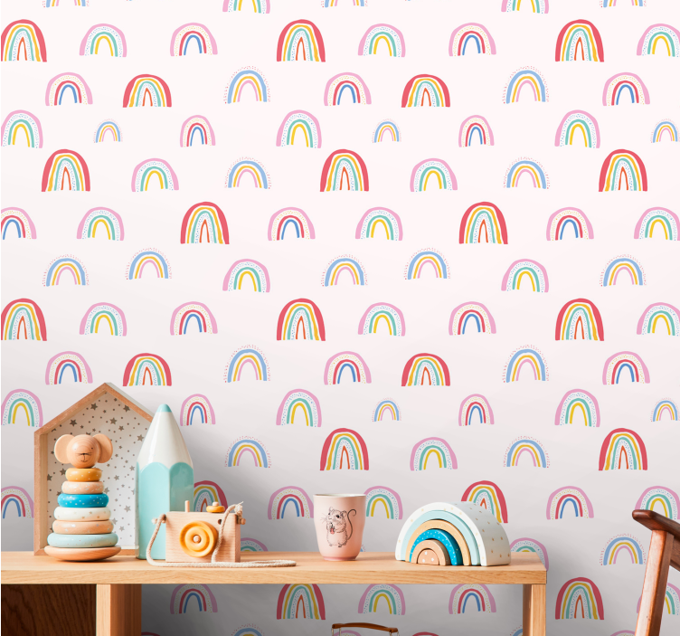 Different Colored rainbows  kids wallpaper - TenStickers