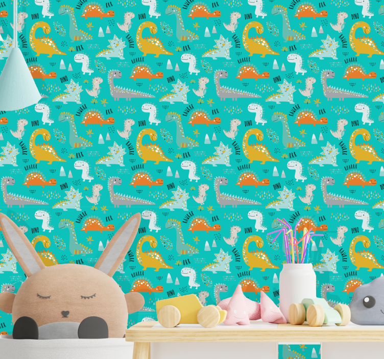Dinosaur Delight dinosaurs wallpaper - TenStickers