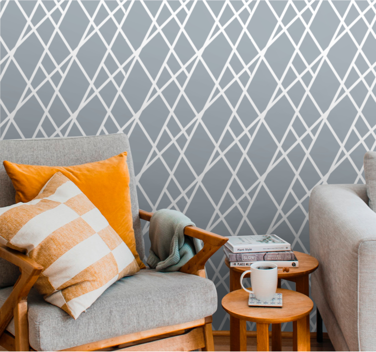 Gray diagonal lines wallpaper geometric - TenStickers