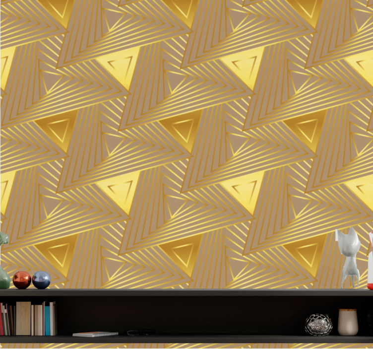 Eclectic golden geometric pattern wallpaper - TenStickers