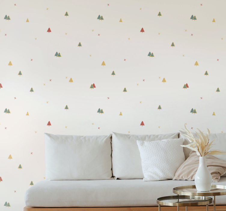 elegant christmas trees Living Room Wallpaper - TenStickers