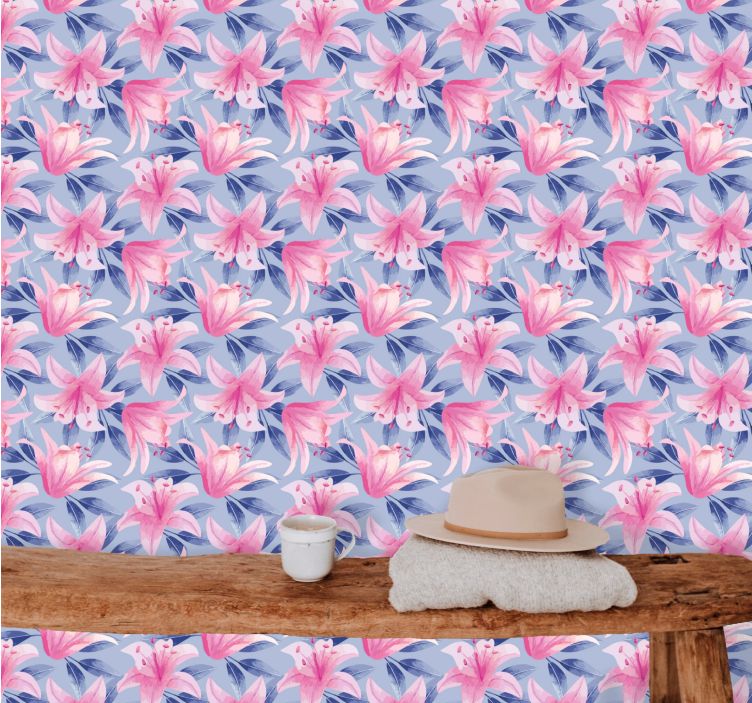 Elegant Lily Pattern floral wallpaper - TenStickers