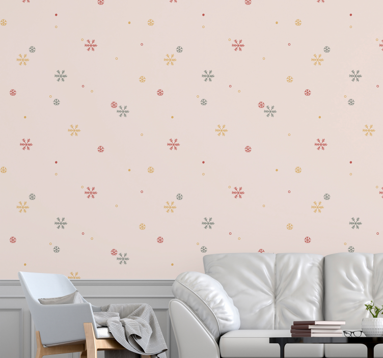 elegant snow pattern Living Room Wallpaper - TenStickers