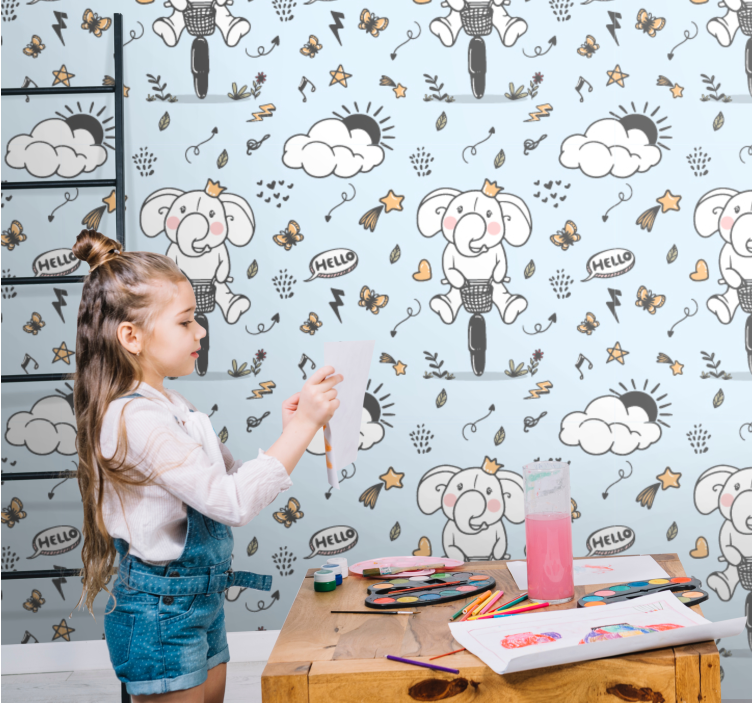 Elephant Joyride nursery room wallpaper - TenStickers