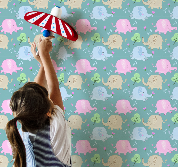 fat elephants for kids Childrens Wallpaper - TenStickers