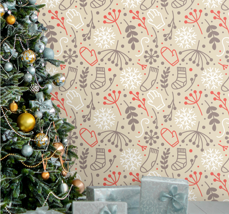 Festive Patterns holiday christmas wallpaper - TenStickers