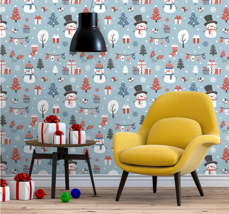 Festive Seasonal Pattern holiday christmas wallpaper - TenStickers