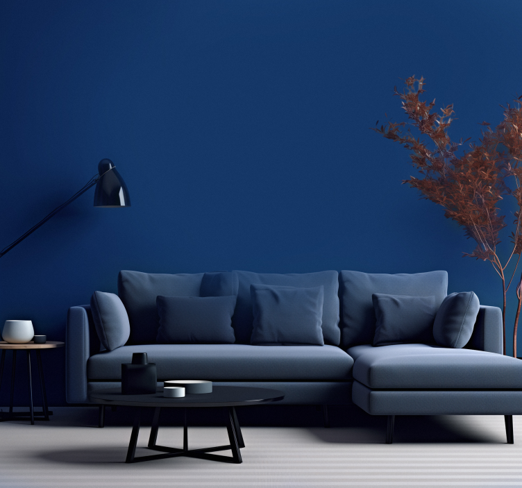 Plain navy blue living area wallpaper - TenStickers