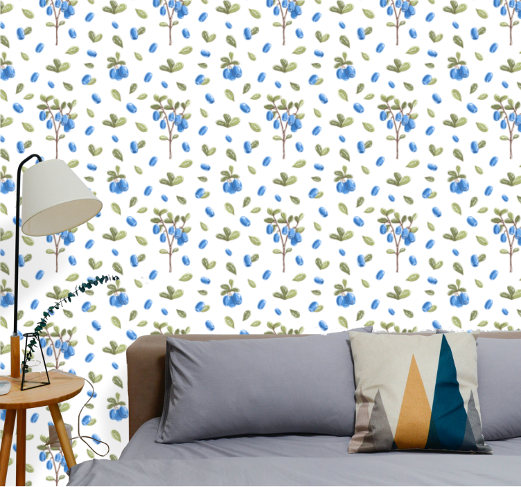 Floral botanic aquarella pattern wallpaper - TenStickers
