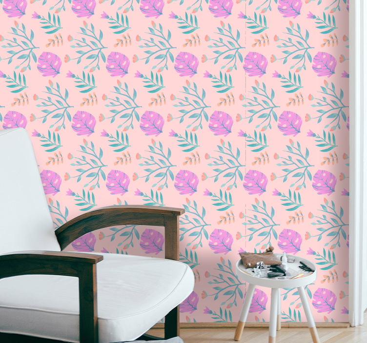 Floral Botanic Pattern flowers wallpaper - TenStickers