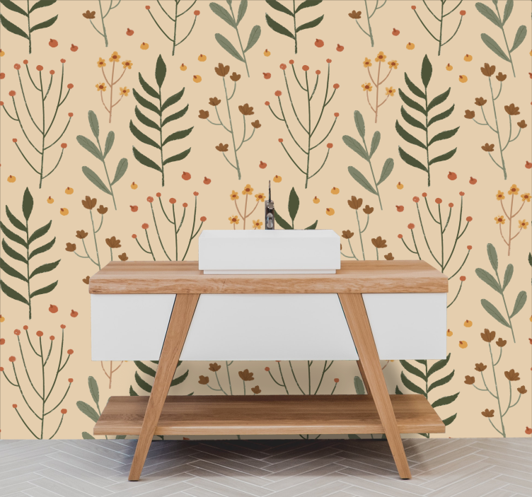 Floral Botanical Print floral wallpaper - TenStickers
