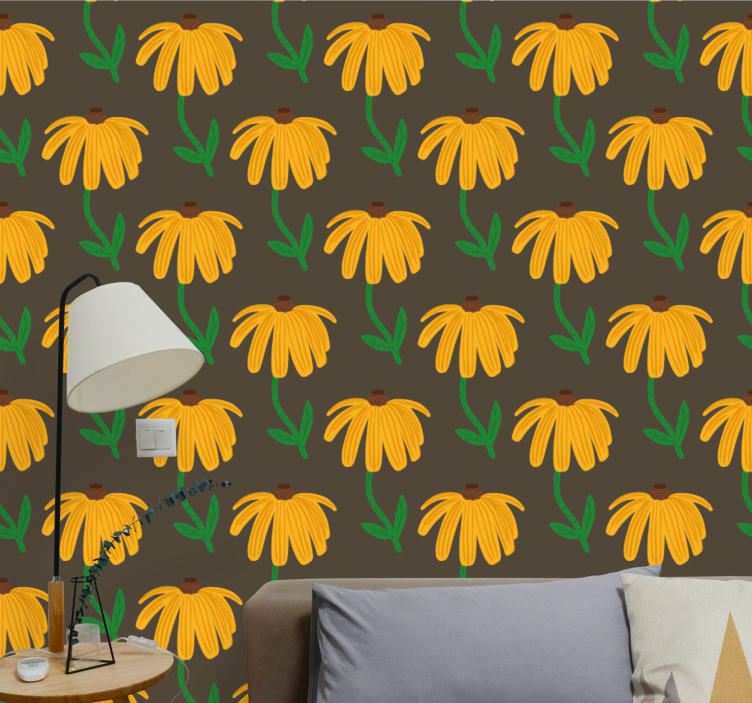 Floral Emblem Pattern flowers wallpaper - TenStickers