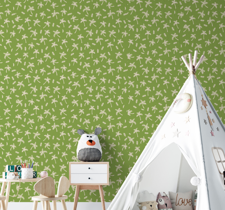 Floral Greenery leaves wallpaper - TenStickers