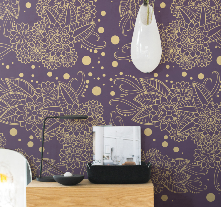 Floral paisley corner Ornamental Wallpaper - TenStickers