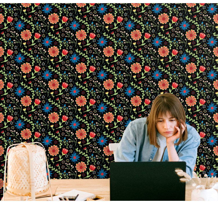 Floral Patterned Accent flowers wallpaper - TenStickers