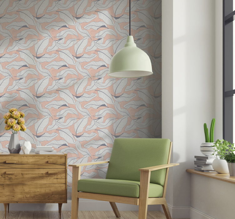 Muted foliage pattern leaves wallpaper - TenStickers