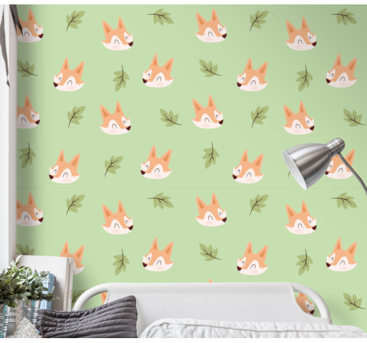 Fox Leaf Pattern cats wallpaper - TenStickers