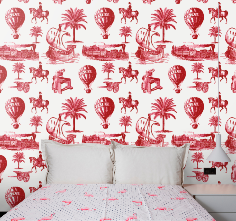 French vintage pattern in blue Wallpaper - TenStickers