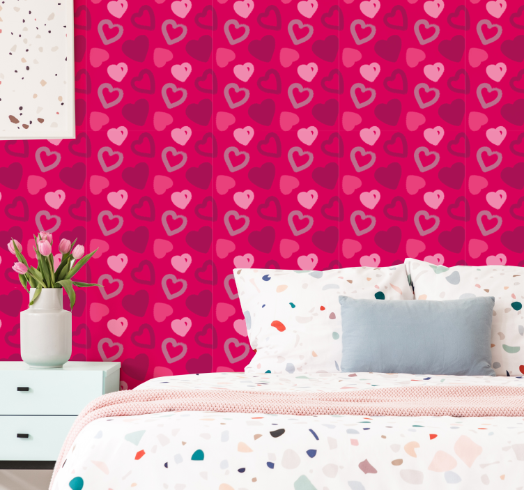 Fucsia Hearts Pink wallpaper - TenStickers