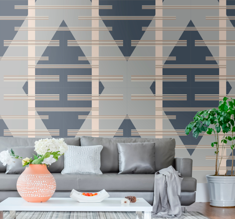Grey rhombus pattern wallpaper geometric - TenStickers