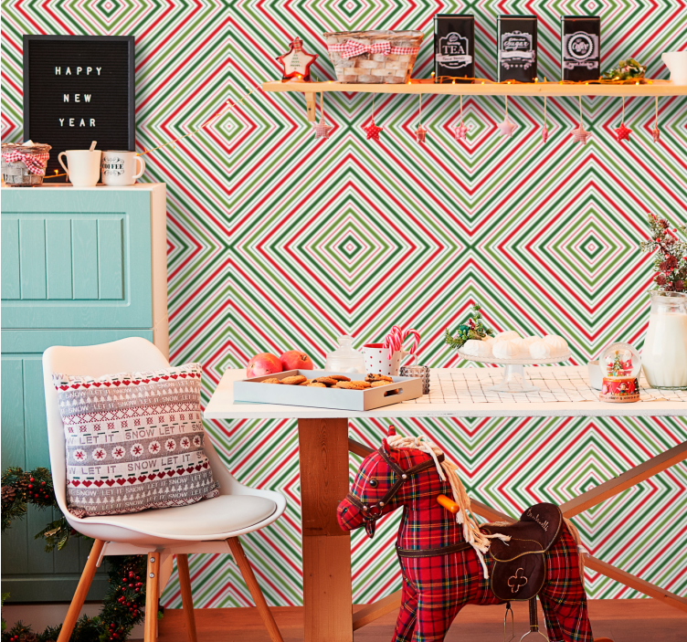 Festive squares holiday christmas wallpaper - TenStickers