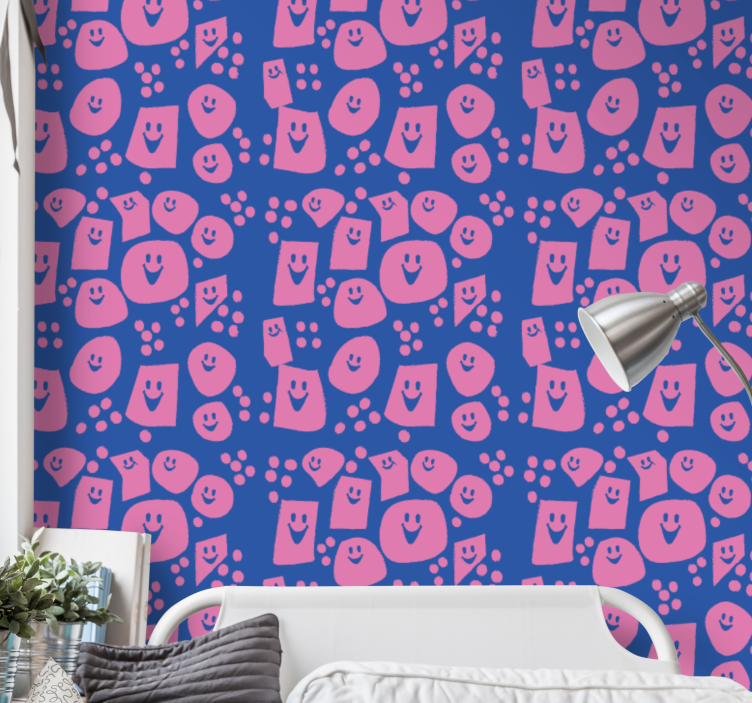 Geometric smiley faces Teen bedroom wallpaper - TenStickers