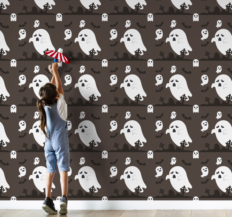 Ghostly Frights cute halloween wallpaper - TenStickers