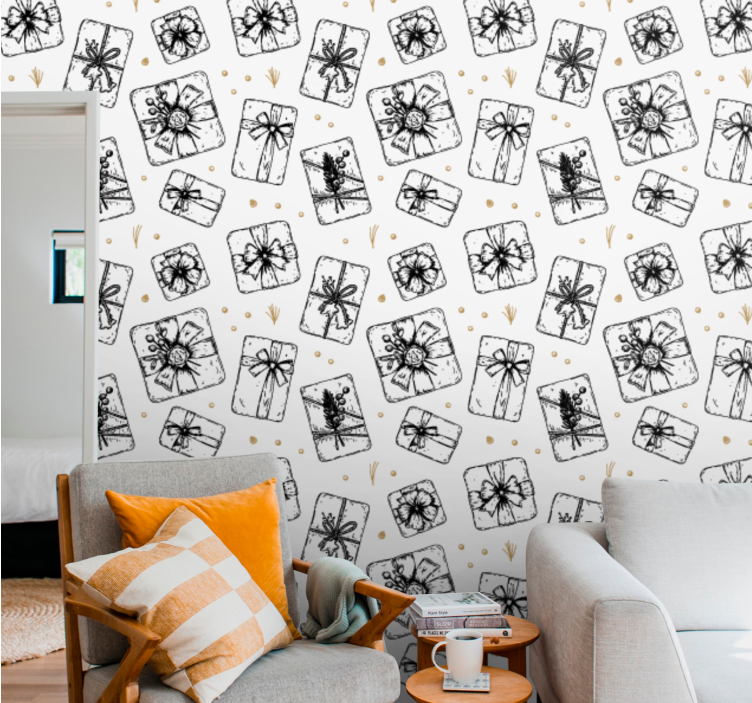 Gift Bow Patterns holiday christmas wallpaper - TenStickers