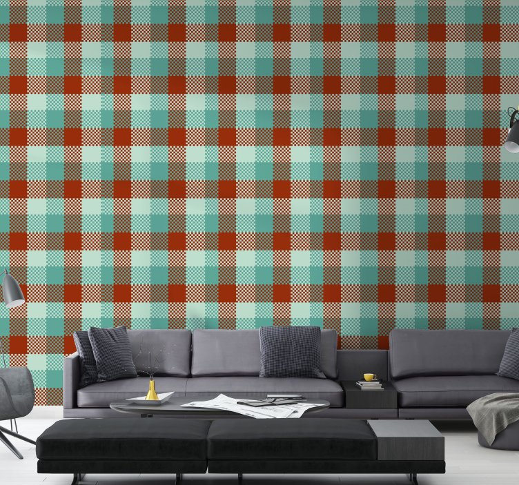 Gingham Pattern wallpaper geometric - TenStickers
