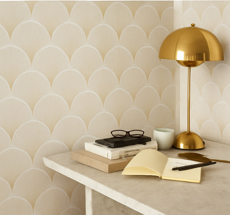 Ginkgo fan pattern home office wallpaper - TenStickers