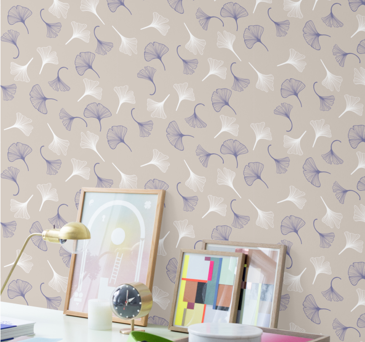 Ginkgo leaves cream modern wallpaper - TenStickers